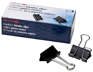 BINDER CLIPS, MEDIUM, OFFICEMATE, 1-1/4"W, BLACK, 12/CT LARGE